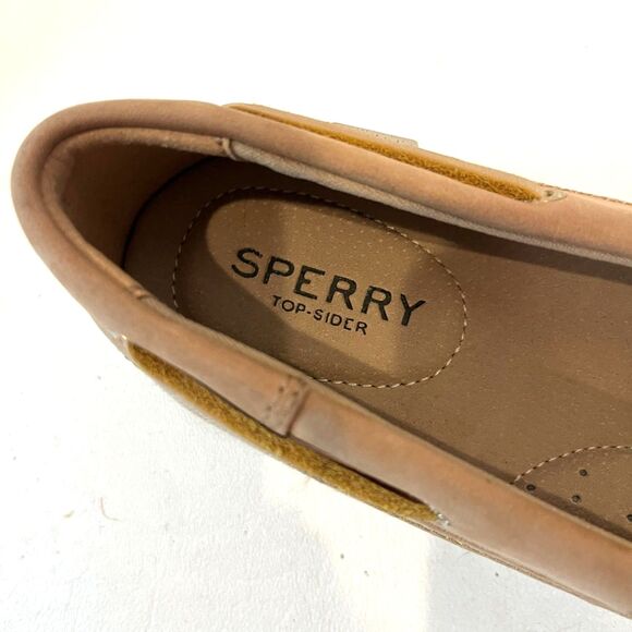 Sperry Top Sider Starfish Boat Shoes Tan Brown Leather Size 10 Gold Preppy - Picture 7 of 9